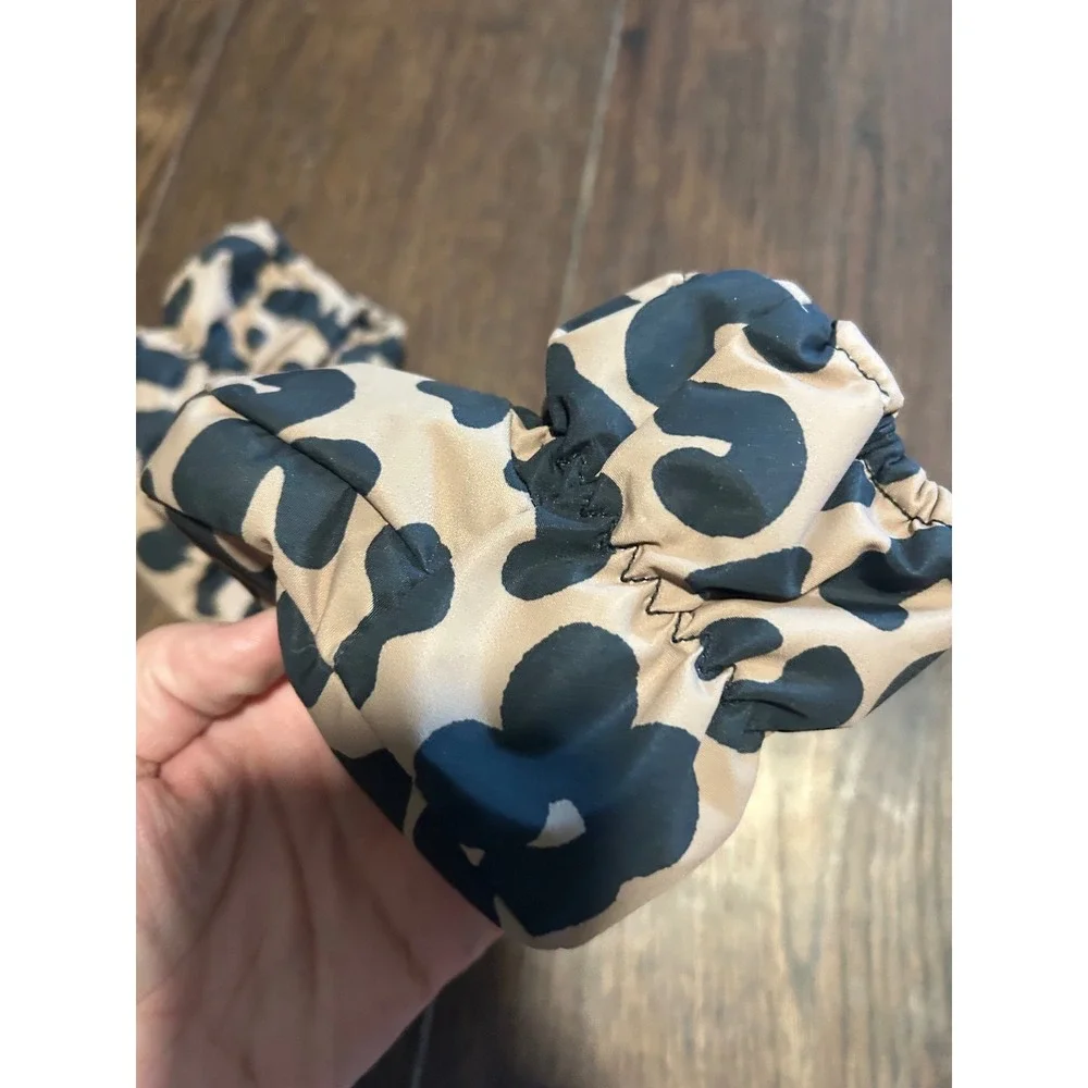 HM Baby Leopard Print Padded Booties Tan Black Animal Print Soft Sole 1-2.5 US